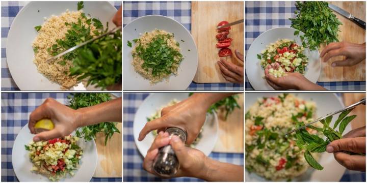 Cortando los ingredientes en trozos pequeños se consigue una mayor homogeneidad en boca.