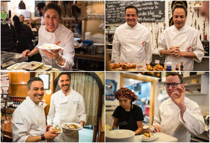 Pintxos Soles (Donostia): Maca de Castro, Hermanos Torres, Alberto Ferruz y Paco Morales de 'pintxos'.