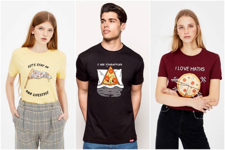 Las camisetas son un instrumento reivindicativo de un plato que no es tan basura como se le pinta (Pull&Bear y Pumpling.com).