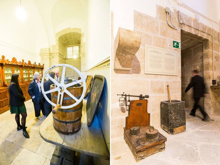 Cocinas Palacio Real: Una heladora de las heladoras y un gran mortero y báscula, al otro lado. Foto: Máximo García